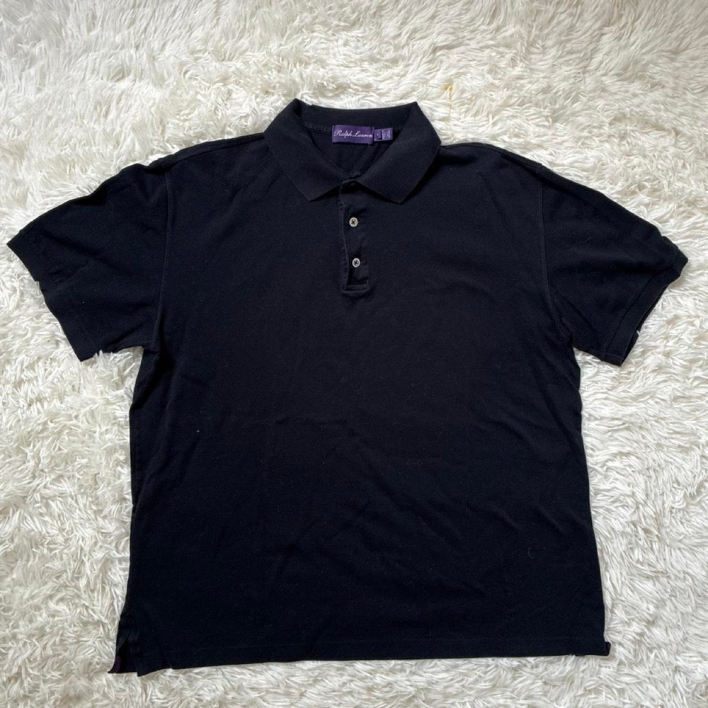 VINTAGE CLASSIC PURPLE LABEL BLACK POLO RALPH LAUREN  Size L MADE IN ITALY